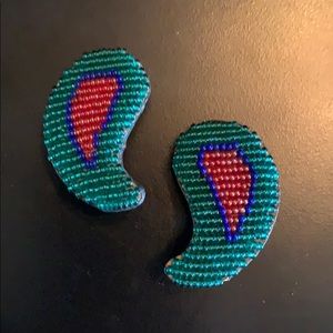 Vintage 1980s paisley beaded clip on earrings